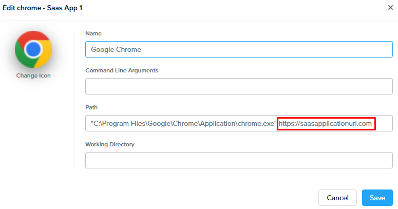 Chrome Executable Settings with Defined URL